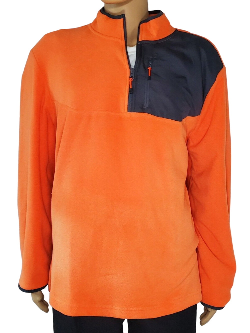 Starter Mens XL (46-48) 100% Polyester Quarter Zip Fleece Sweater Orange NWOT